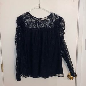 Loft Lace Cinched Sleeve Blouse Size XXL